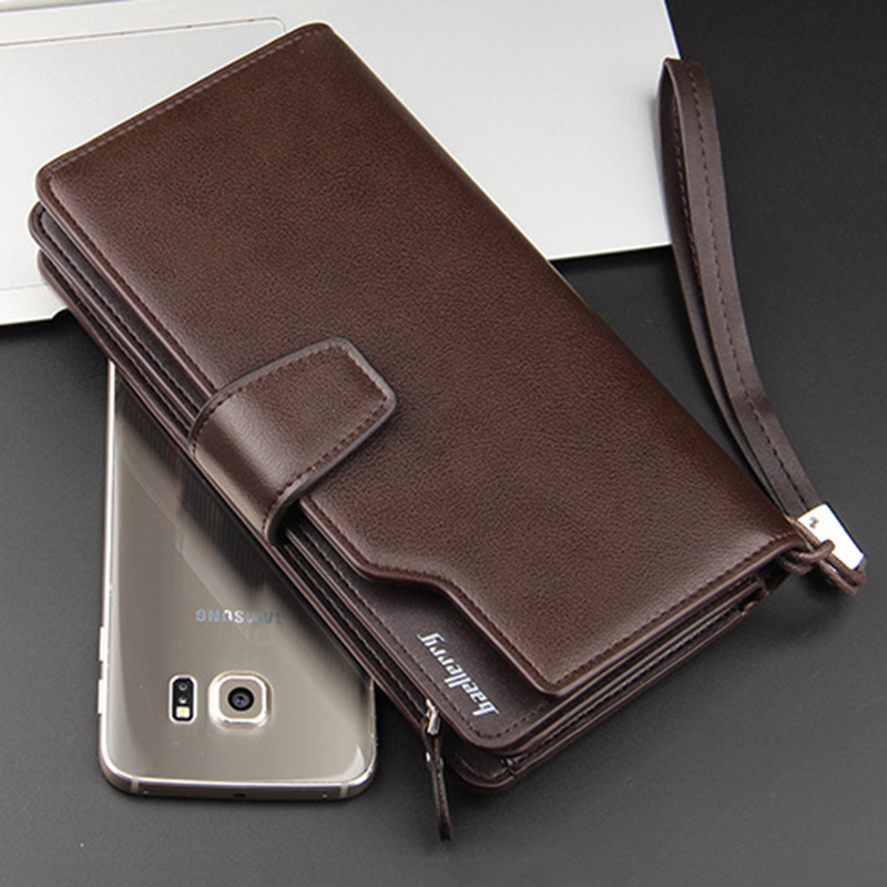 Card holder Leather Wallet men Long Design Quality passport cover Fashion Casual Mens Purse ...