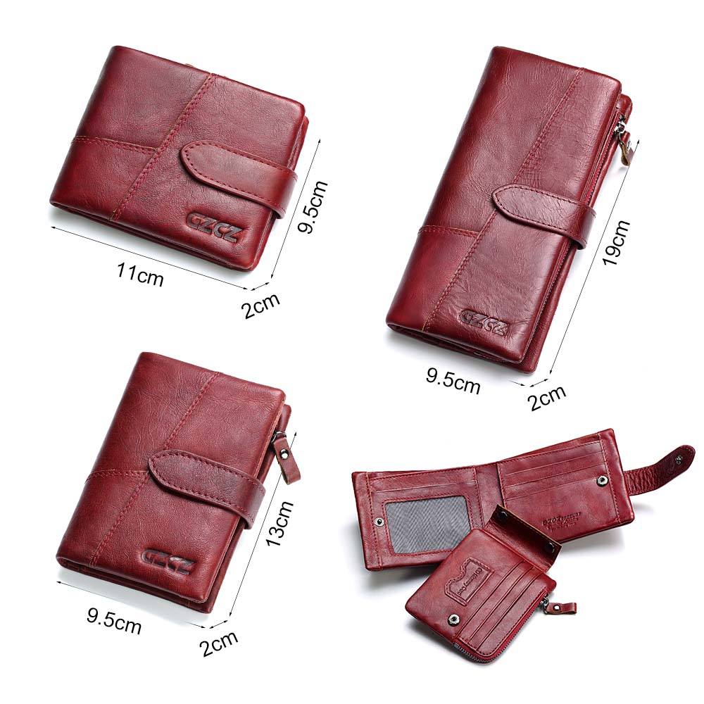 GZCZ Genuine Leather Women Wallet Lady Long Wallet Female Coin Purse Clamp For Money Women’S ...