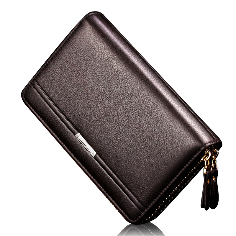 Men wallets with coin pocket long zipper coin purse for men clutch business Male Wallet Double ...