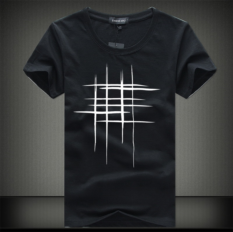 Swenearo 2018 Simple Creative Design Line Cross Print Cotton T Shirts