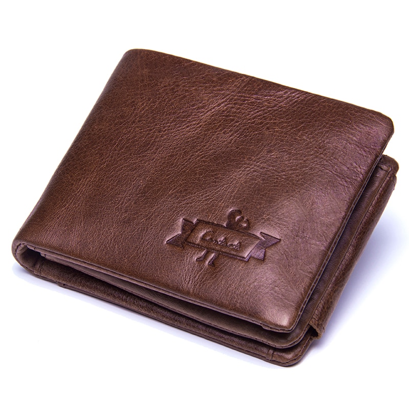 CONTACT’S Genuine Crazy Horse Leather Men Wallets Vintage Trifold Wallet Zip Coin Pocket Purse ...