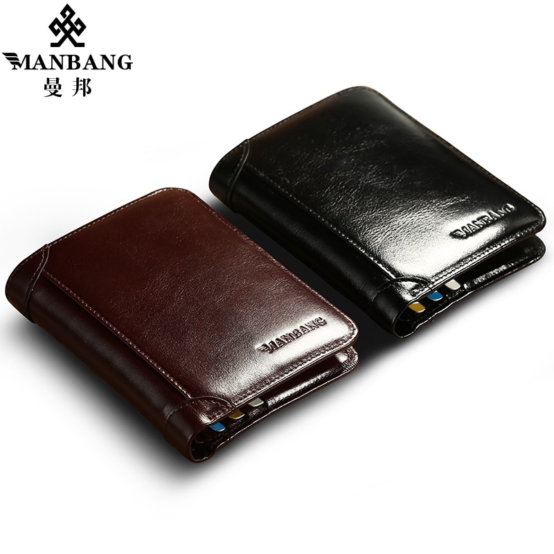 ManBang Classic Style Wallet Genuine Leather Men Wallets Short Male Purse Card Holder Wallet Men ...