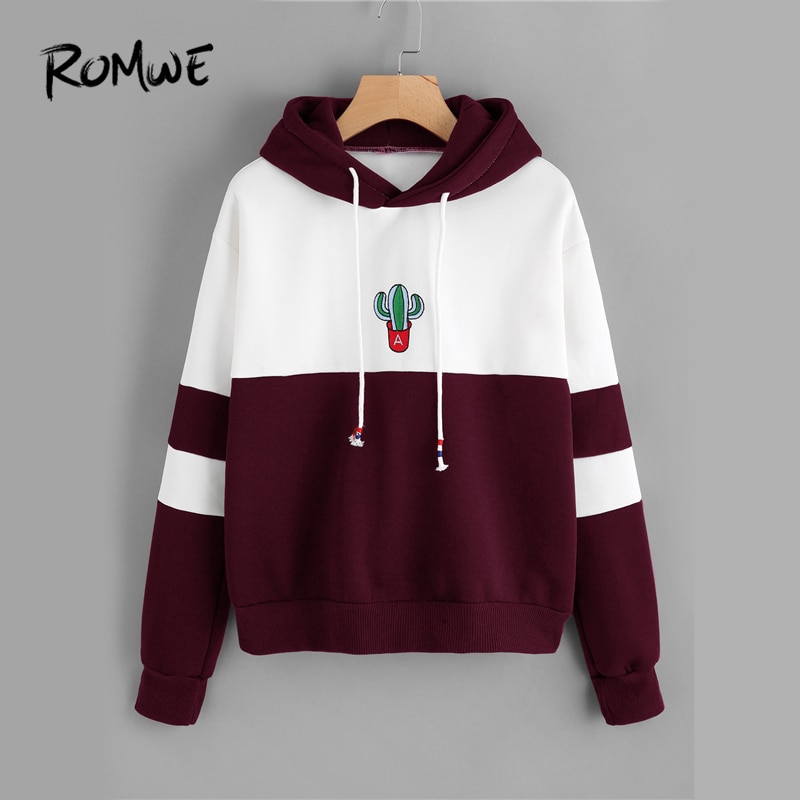 romwe color block sweatshirt