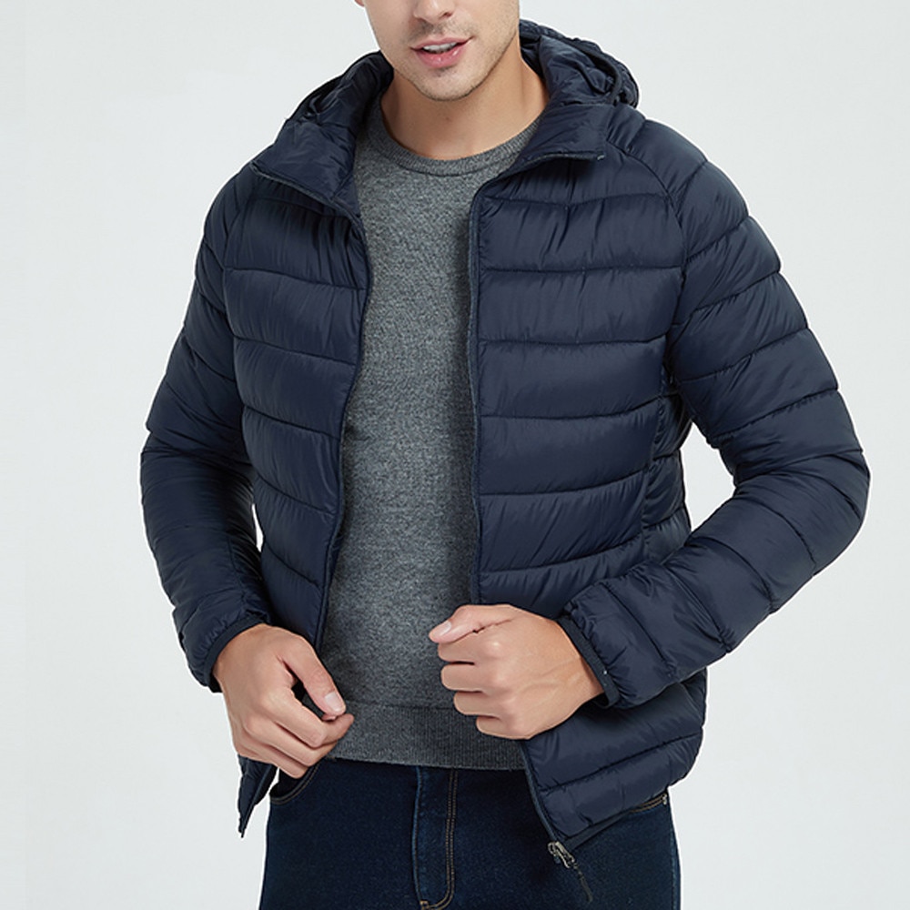 Jacket Men Autumn Winter Style Light Weight Overcoat Outerwear Warm Polyester Casual Men’s