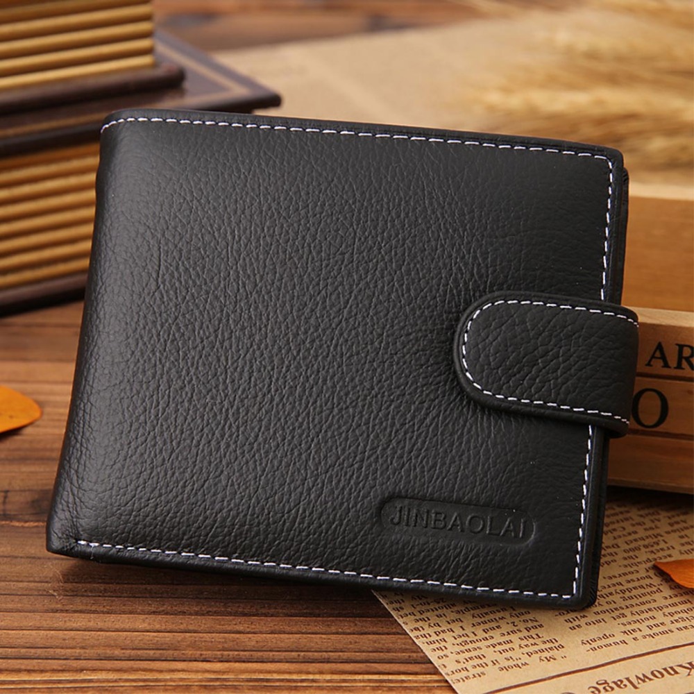 JINBAOLAI Leather Men Wallets Solid Sample Style Zipper Purse Man Card ...