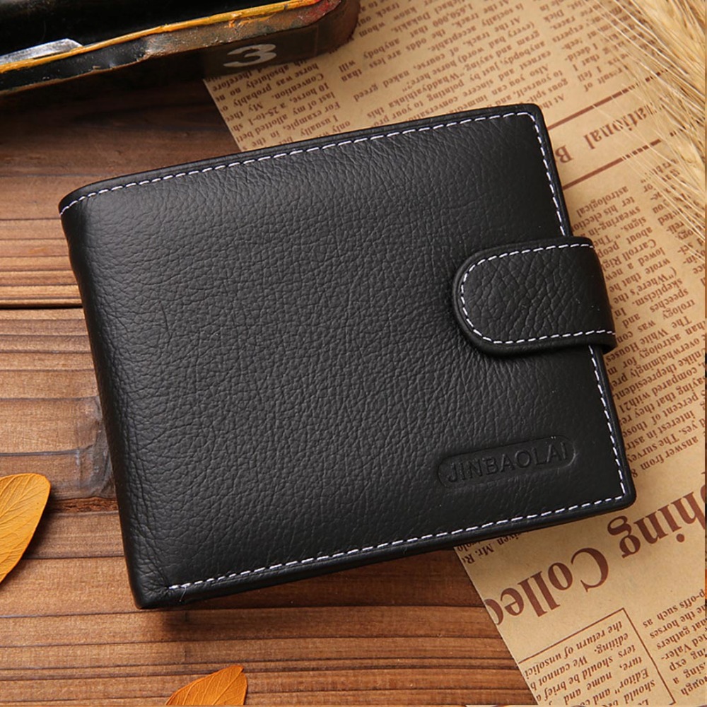 JINBAOLAI Leather Men Wallets Solid Sample Style Zipper Purse Man Card ...