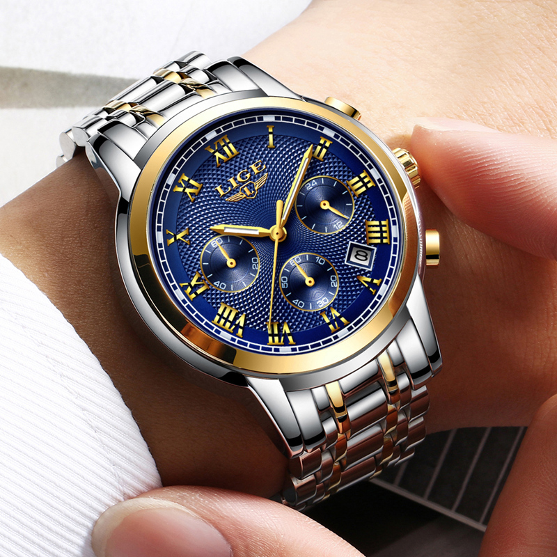 LIGE Watch Men Fashion Sport Quartz Clock Mens Watches Top Brand Luxury Full Steel Waterproof ...