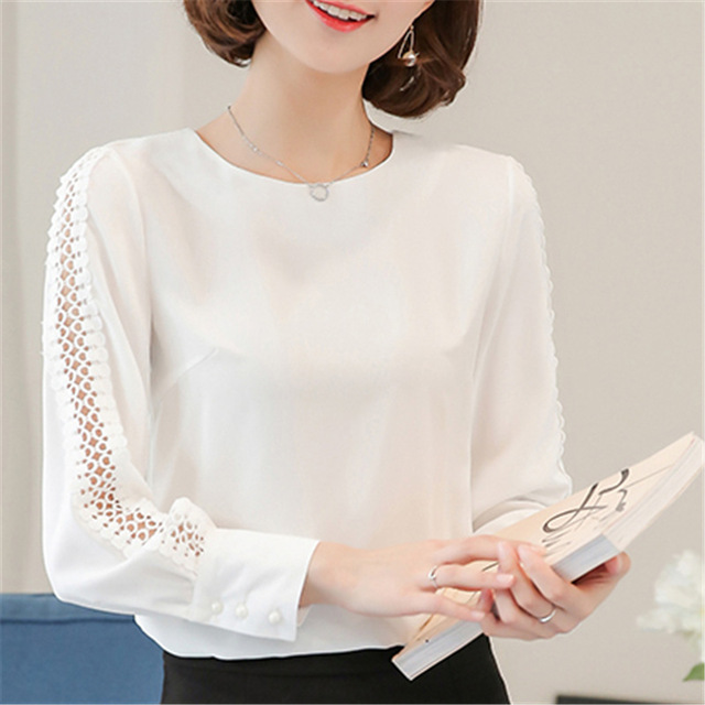 VogorSean New Women Blouses Shirt Hollow Out Lace Blouse Tops For Shirt ...
