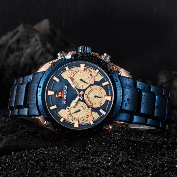 Top Luxury Brand NAVIFORCE Blue Gold Watch Men Fashion Sport Quartz ...
